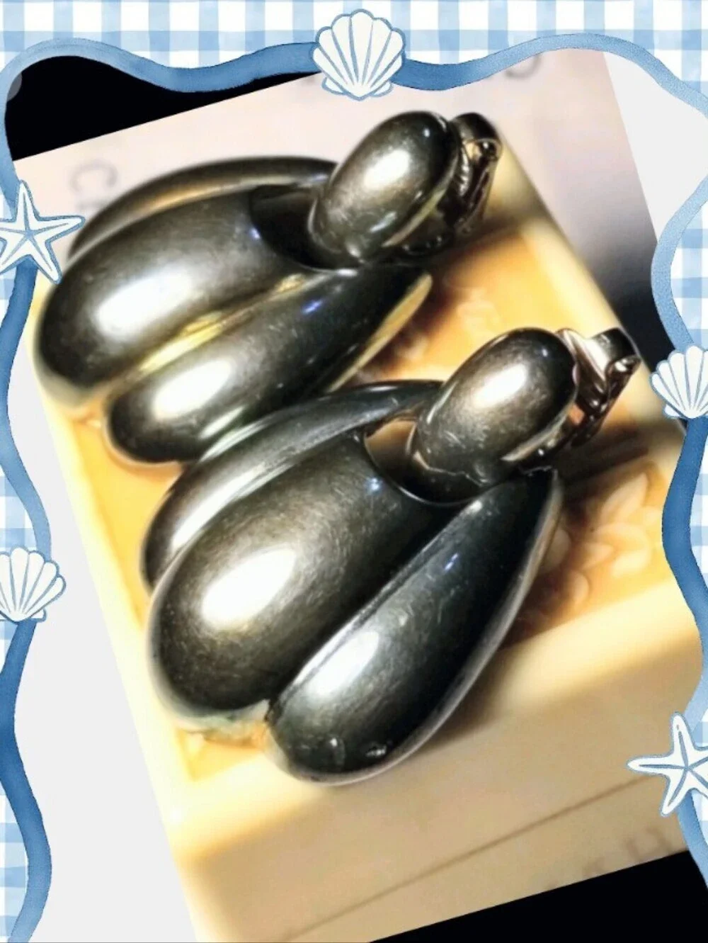 GIVENCHY PARIS NY Gun Metal Vintage Earrings